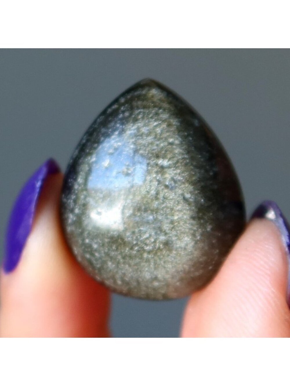 Gold Sheen Obsidian Cabochon Crystal Black Gemstone Pear Charm
